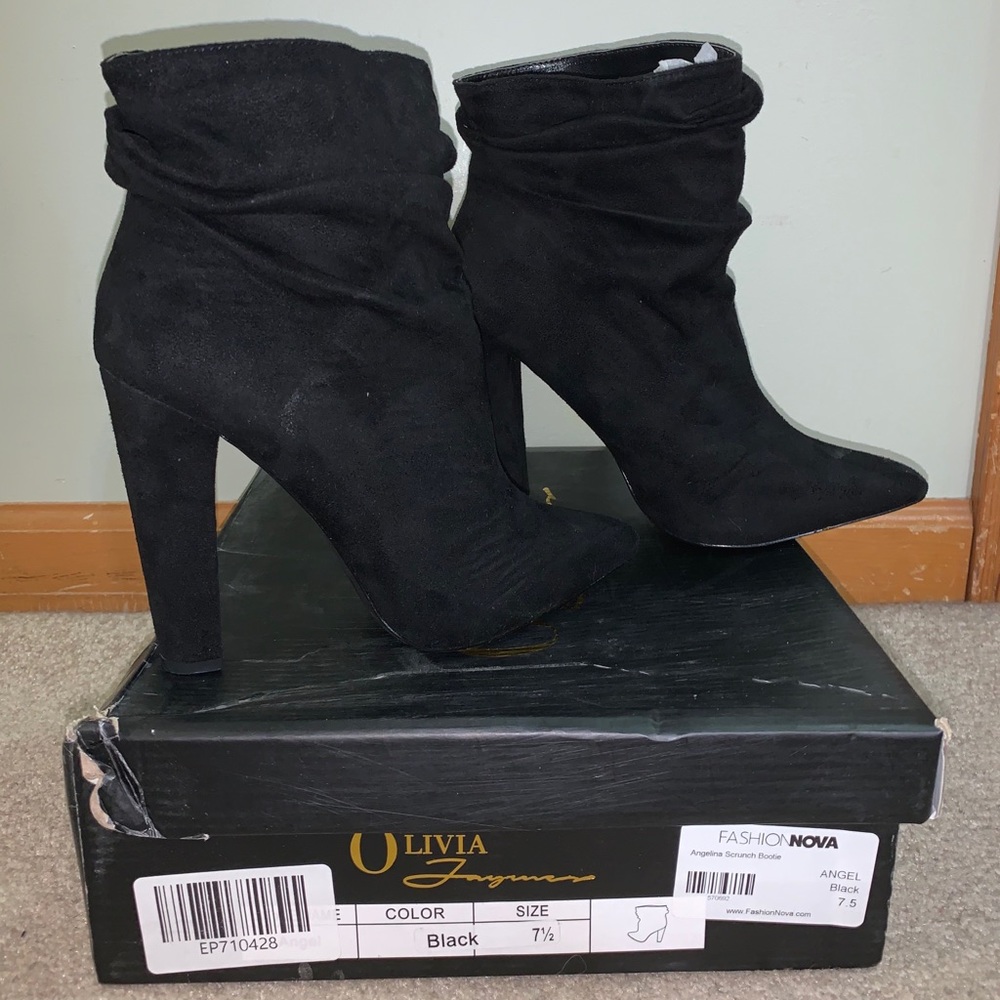 FASHIONNOVA black booties in original packaging!
